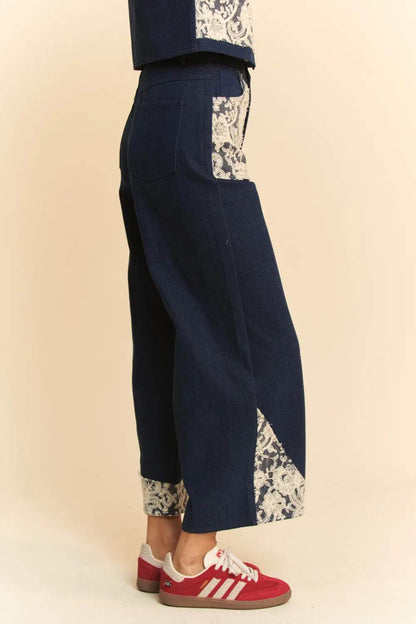 Davi & Dani Lace Applique Wide Leg Jeans Trendsi ff8a6474-4f6e-414c-824e-d0515a6ee959-Max