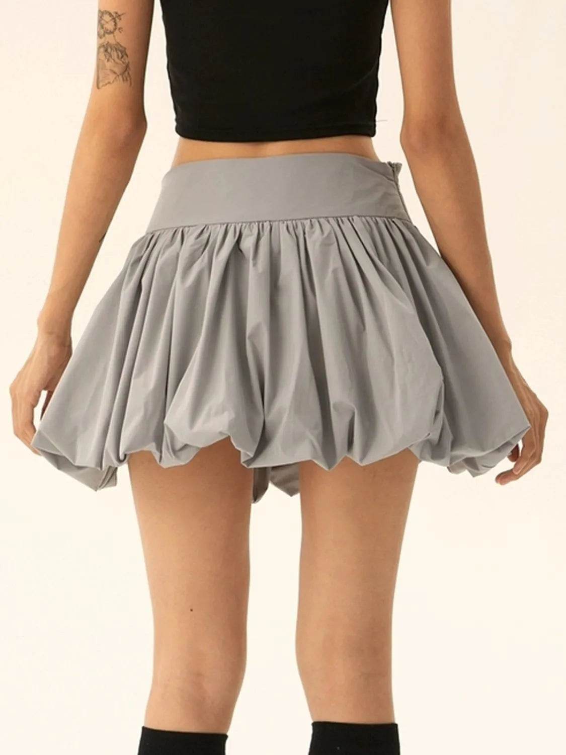 Ruched Bubble Hem Mini Skirt Trendsi ff8ce395-6051-4e6c-acc1-8132136f3594-Max-Origin
