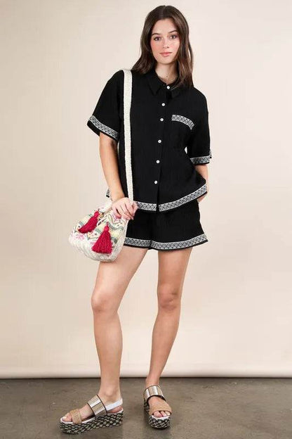 VERY J Crinkled Woven Shirt Top & Shorts Set Trendsi ffe37976aa0d40c784bb3599a6be2f19-Max-Origin