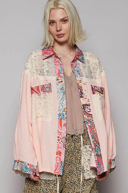 POL Lace Patchwork Floral Trim Long Sleeve Shirt Blush Pink Trendsi fffab52f-4531-415a-9c61-46c22fe69f70-Max-Origin